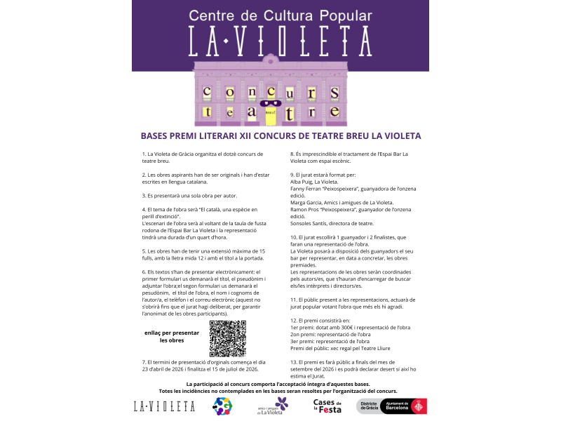 BASES XII CONCURS LITERARI DE TEATRE BREU BASES XII CONCURS LITERARI DE TEATRE BREU